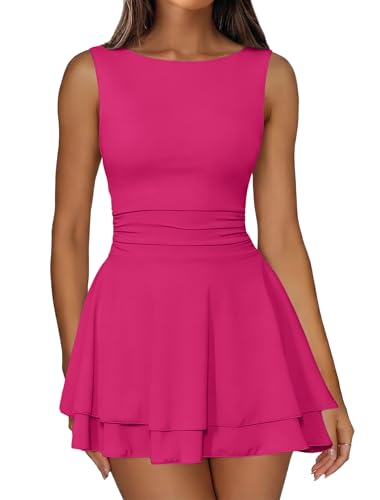 IWD Crew Neck Sleeveless Mini Dress for Women Corset Waist