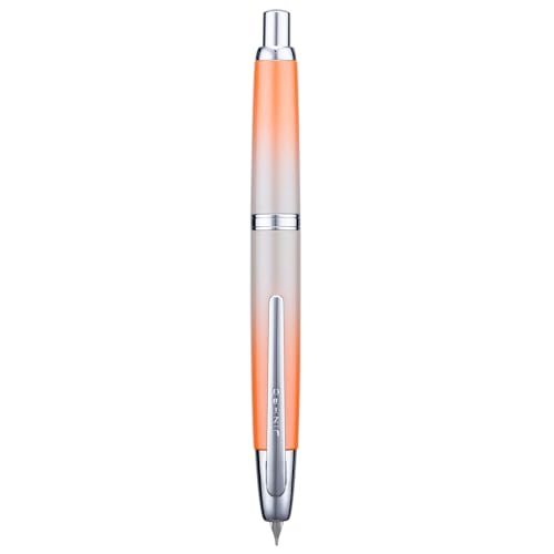 Image of Jinhao 10 Press Fountain Pen with Box, Gradient Light Orange Retractable Extra Fine Nib with Ink Converter Set (Silver Clip)