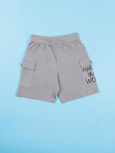 Image of KiddoPanti Boys 100% Cotton Knitted Above Knee Length Basic Cargo Shorts