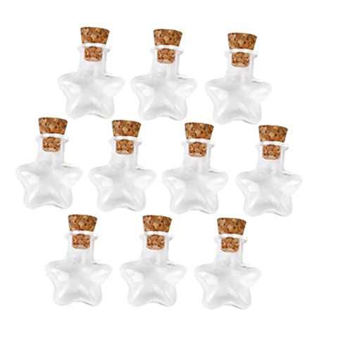Toyvian 20pezzi Barattolo Vetro Tappo Sughero Forma Stella Bottiglia Vetro Con Tappo Piccola Bottiglietta Desideri Per Fai Da Te Casa e Negozio
