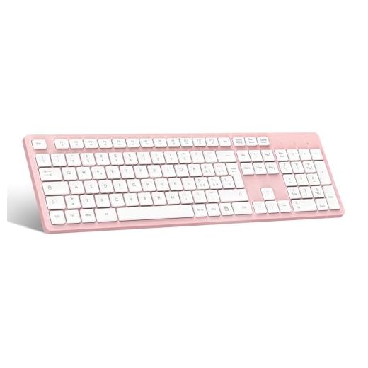 LeadsaiL Tastiera Wireless, Wireless Keyboard Full Size, Italiano QWERTY Layout Ergonomico USB 2.4Ghz con Tastierino Numerico per PC, Laptop, Mac OS, Macbook Pro/Air, Windows-Rosa
