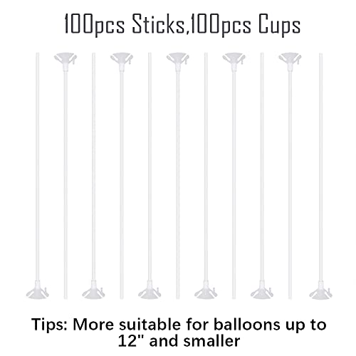 Image of PP OPOUNT Upgraded Version 100 Pieces White Plastic Balloon Sticks Holders and Cups for Christmas Decoration Party and Wedding Decoration (Pack of 2)