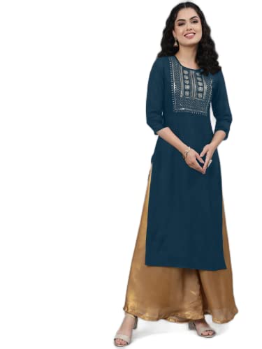 Image of Femvy Women's Rayon Solid Regular Kurti