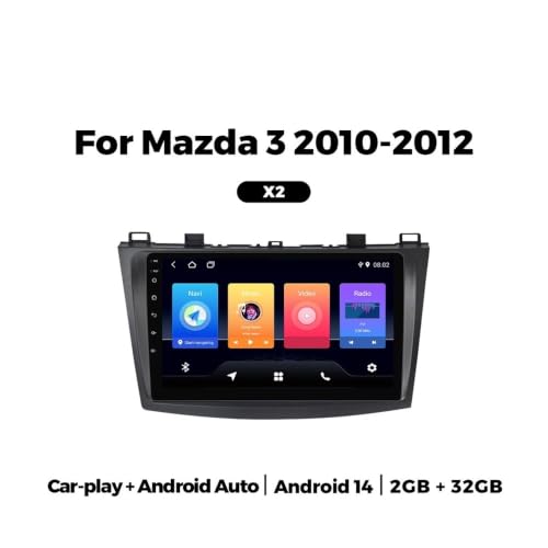 Audio estéreo multimedia Android 14 de 9" inalámbrico para Mazda 3 2010-2012 2