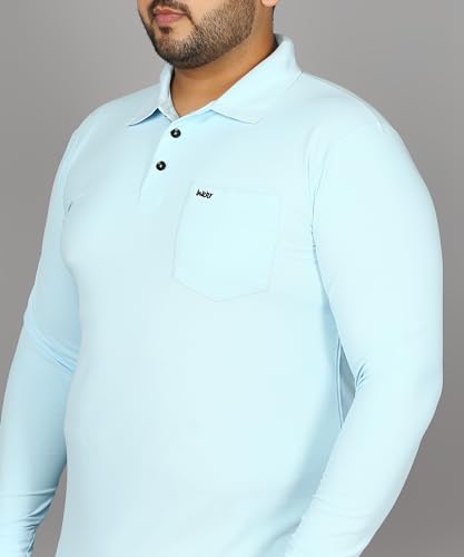 Image of INKKR Plus Size Men's Solid Polo Neck Full Sleeve T-Shirts