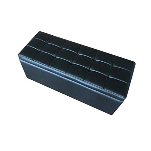Repose-Pieds de Rangement Pliable en Cuir Rectangulaire 60 cm