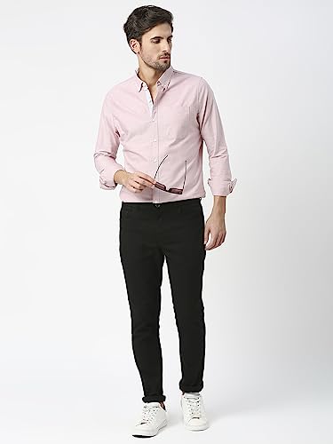 Image of Thomas Scott Men's Premium Slim Fit 100% Cotton Casual Shirt | Button-Down Collar | Full Sleeves | Solid Shirt for Men