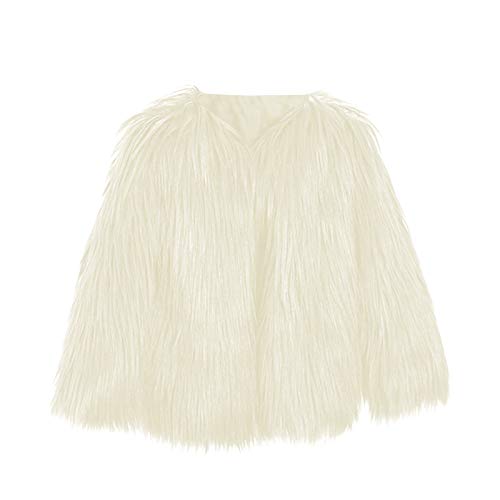 Little Girls Windproof Coat Warm Fuzzy Open Front Cardigan Winter Vintage Thick Party Outerwear Jackets 2-8 Years