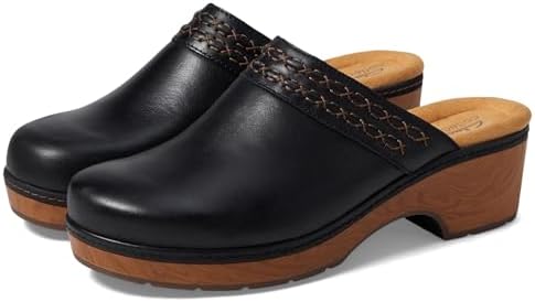 Clarks Women's Paizlee Poppy Clog, Black Leather, 8.5 | Image 3