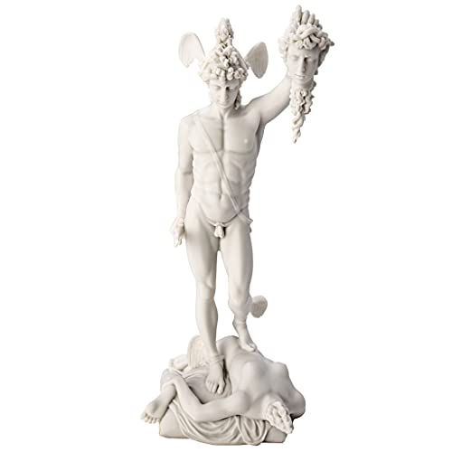 Design Toscano Perseus Beheading Medusa Greek Gods Statue, Marble Polyresin, White, 30.5 cm