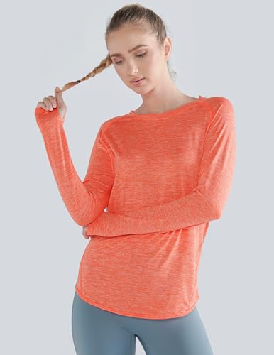 4-Pack: Womens Long Sleeve Athletic Tops with Thumb Holes – Dry Fit Active Crewneck Workout Tees2