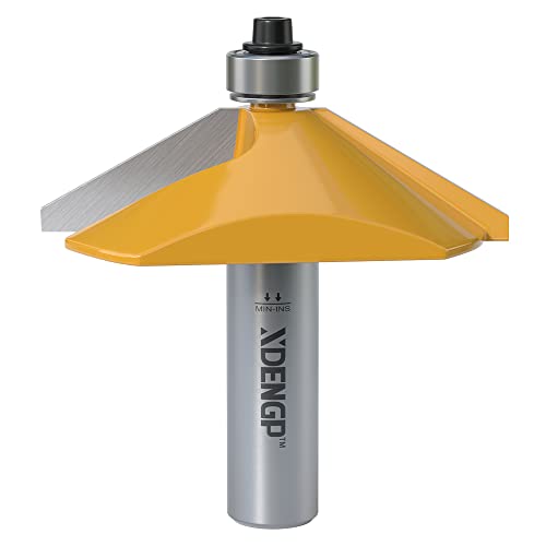 Image of 60 Degree Chamfer Router Bit with 9 /16 Inch Cutting Length,1 /2 Inch Shank Carbide Edge Forming Bevel Router Bit with Bearing, Chamfer Bit Miter Angle Milling Cutters Tool