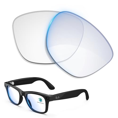 Replacement Lenses for Ray-Ban Meta Wayfarer RW4008/ Wayfarer (Gen 2) RW4012 53mm, Clear& Blue Light Blocking Lenses For Men Women (Blue Light Blocking, Large 53mm(RW4012/RW4008))