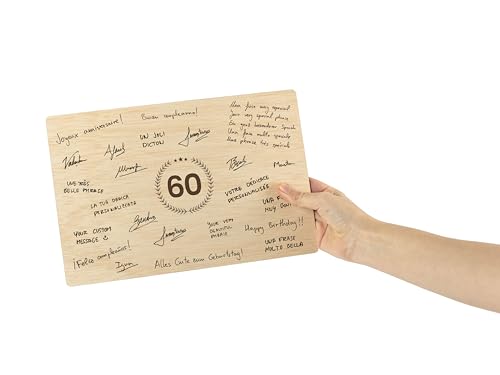 CONTRAXT 60th Birthday Wooden Sign & Guest Book Keepsake Gift for Men & Women Party Decoration Idea for Mum Dad Grandparents (60) - Image 7