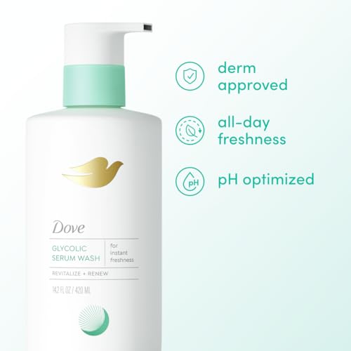Image of Dove Glycolic Serum Body Wash for Women, 14.2 oz | 2% glycolic acid body wash that helps control odor, smooth skin texture and support freshness during hormonal changes