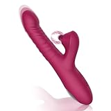 Dildo Vibrator Sex spielzeug Leise Klitoris Stimulator 3 in 1 Anal Dildo Vibration Realistischer Silikon Anal Massagestab Analplug mit 10 Vibrationmodi Stoßfunktion Erotik Sex Toy für Frauen und Paare