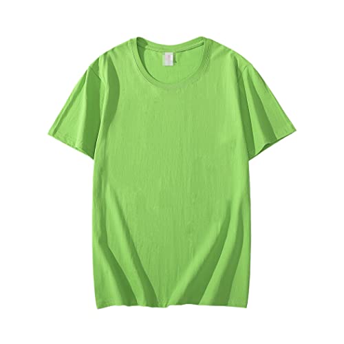 T-shirt homme coton vert fruit manches courtes col rond couleur pure L