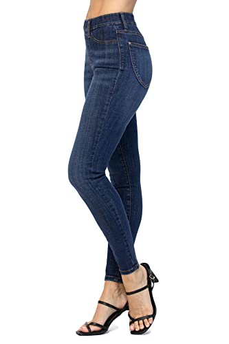Judy Blue Women's Mid Rise Skinny Easy Pull On Jeggings (Dk Blue, 15/32) #TOP2