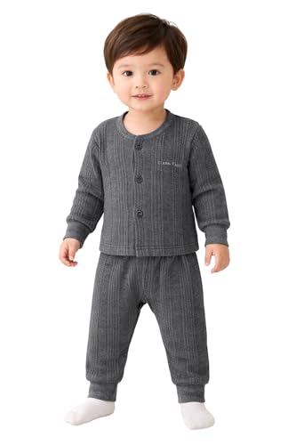 Image of TS LAVI TAVI Kids Cotton Blend Thermal Top and Pyjama Set - Round Neck, Full Sleeves, Winter Wear Suit for Infants, Girls, Boys (Pack of 2)