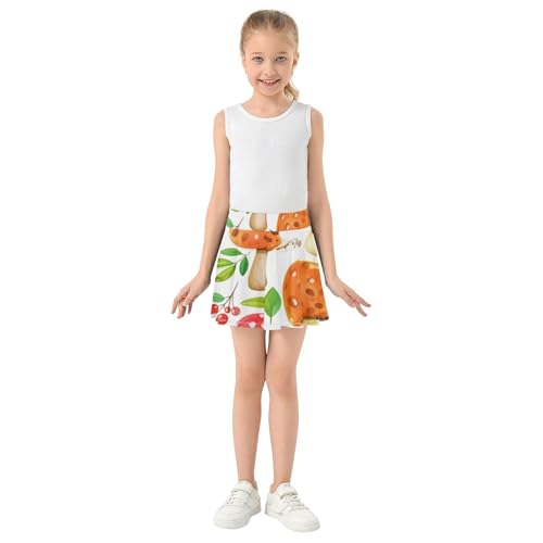Athletic Shorts Girls Skorts Cute Mushrooms White Skirts with Shorts Custom Pleated Skort 3t3