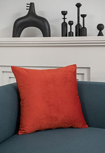 Dezene Fall Couch Pillow Cases 18X18 Burnt Orange: 2 Pack Cozy Soft Velvet Square Throw Pillow Covers For Farmhouse Home Decor #TOP2