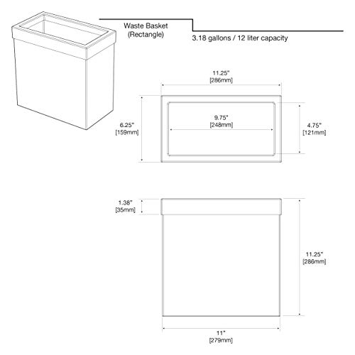 Gatco 1916 Modern Rectangle Waste Basket, Chrome #TOP3