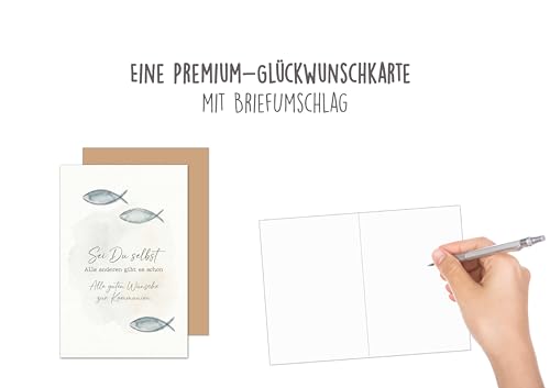 Edition Seidel Premium Glückwunschkarte zur Kommunion mit Umschlag. Kommunionskarte Karte Grußkarte Spruch Sprüche Mädchen Junge Jugendliche Fische maritim edel Wünsche (KO344 SW026)