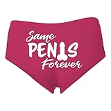 Same Penis Forever White Text Sexy Naughty Slutty Women's Spandex Cotton Booty Shorts, Fuchsia, Small