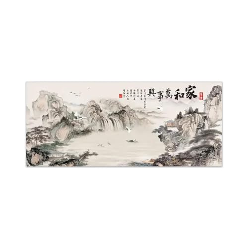Tableau sur toile oiseaux arbre montagne pour intérieur moderne