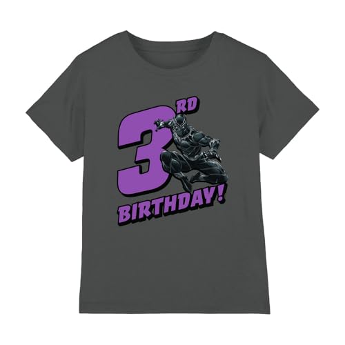 T-shirt Black Panther garçon en coton col rond noir