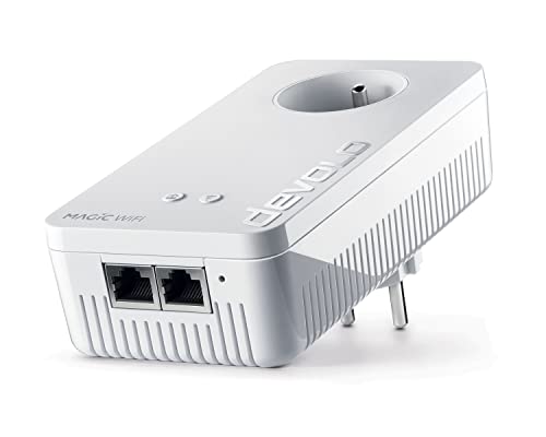 devolo Magic 2 – pojedynczy adapter 2400 WiFi ac: najszybszy na świecie adapter rozszerzający z najlepszą funkcją mesh Wi-Fi ac, idealny do transmisji strumieniowej (2400 Mb/s, 2x złącza Gigabit LAN)