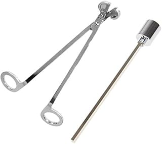 MUXSAM Candle Wick Trimmer and Snuffer Set Bell Shaped Stainless Steel Flamer Long Handle Put Out Fire Wick (1pc Candle extinguisher and 1pc Candle cutter) Silver