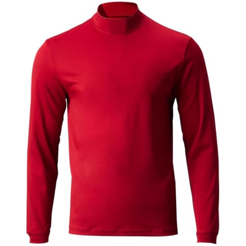 Image of TGW Mens Solid Performance Long Sleeve Golf Mock Neck T-Shirt for Golfing