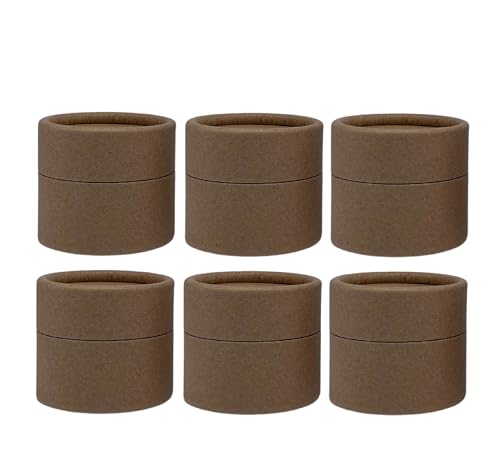 GreenWay - Tarros vacíos de cartón kraft de 60 g con tapas, paquete de 6 frascos biodegradables rellenables, recipientes de embalaje forrados de cera con tapas ajustadas, color marrón