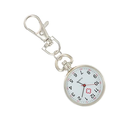 COSMEVIVI 1個 ステンレス製ナースウォッチ 女性の腕時計 看護師が見守る 医師を監視する カラビナ時計 display present 携帯用 お年寄りの懐中 合金 Silver