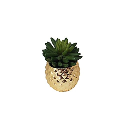Vaso Cerâmica Abacaxi Metalizado, Bico de Jaca (Rose Gold)
