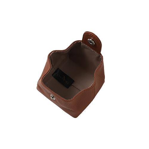 Image of Cockatoo Genuine Leather Coin Pouch Change Holder, Mini Snap Pocket Wallet for Men Women (Aurora Red, Set of L&S)