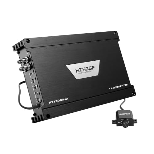 Image of Class D Monoblock Amplifier, 1 Ohm 2000W RMS, Aluminum Housing,Black | High-Efficiency Heat Dissipation,MOSFET Power Supply, LPF, Bass Boost & Remote Bass Control,10HZ-250Hz Frequency Response