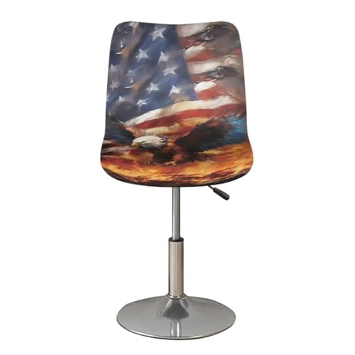 Image of Eagle American Flag Bar Stool Cover Square Swivel Barstool Chair Seat Barstool Protector Covers for Counter Height Mid Low Back Chair