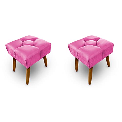 2 Pufes Para Sala ou Quarto Quadrado Banqueta Puff Kasi - Cores (Cinza)
