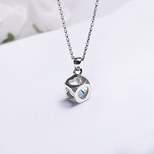 Image of GIVA 925 Silver Sky Blue Heart Cube Pendant with Link Chain | Gifts for Girlfriend, Gifts for Women and Girls |With Certificate of Authenticity and 925 Stamp | 6 Month Warranty*