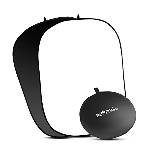 Walimex pro 2 in 1 Falthintergrund schwarz/weiß 150 x 200 cm, robuster Fotohintergrund mit stabilem Rahmen, faltbarer Hintergrund für Fotostudio mit...