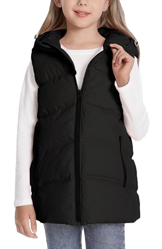 Happy Cherry Boys Girls Puffer Vest Winter Warm Zipper Hooded Sleeveless Jacket Outerwear