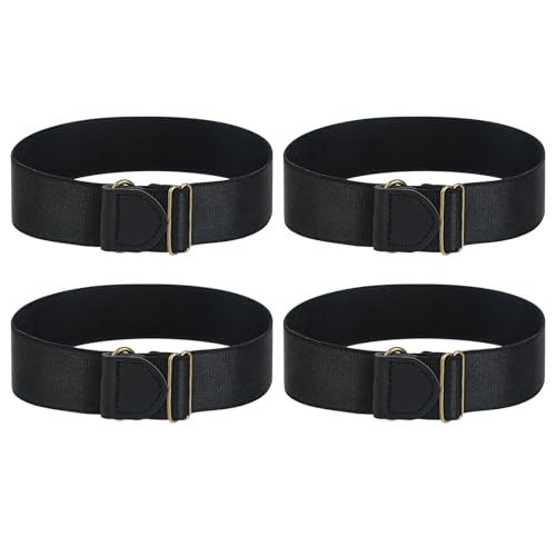 Aiyorse 4Pcs Black Elastic Adjustable Arm Band, Unisex Stretchy Sleeve Garters Anti-Slip Shirt Long Sleeve Holders Armband Hold up Costume for Men(Black)