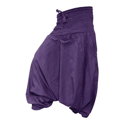 Shopoholic Fashion Aladdin Pantalon Sarouel bohème Ample pour Yoga Hippie, Violet, Taille Unique