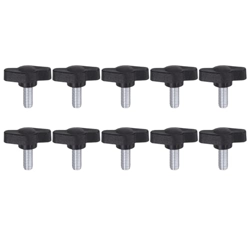 QUARKZMAN 10Pcs Vis de Serrage Étoile Vis à Oreilles M6 x 14mm Filetage Mâle Standard Boutons en Plastique T/Z Poignées Réglables Poignées de Serrage à Main Vis à Oreilles, Noires