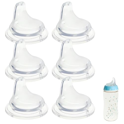 6 Pack Replacement Silicone Spout Compatible with NUK Active and Learner Cups Clear Silicone Dishwasher Safe No Spill BPA Free Nipple Replacement Spouts
