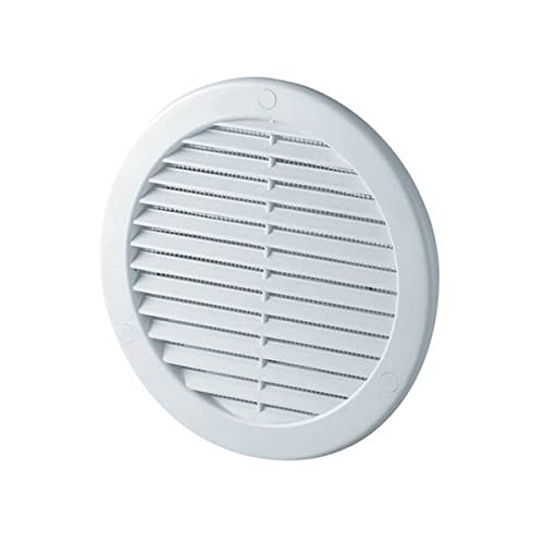 White Round Air Vent Grilles - 100mm, 125mm, 150mm, 200mm – ABS Plastic Material - Ducting Ventilation Cover. (100mm with 10mm Flange & Flyscreen)