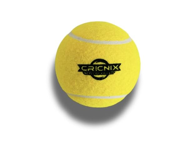 Classic Cricket Tennis Balls with Cricket Tape - 3 Pack (Each 70g Weighted Ball) | Tennis Balls Bulk with Bowling Tape | Tennis Balls with Sport Tape | Yellow Ball for Dog Toys