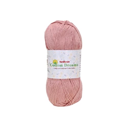 Image of Vardhman 100% Cotton Dreamz Light Weight Natural Thin Yarn | Pack-1 100g | Knitting & Crochet Projects | Soft Natural Yarn | Ideal for Garments, Summer Wear & Accessories | Peach, CJM027